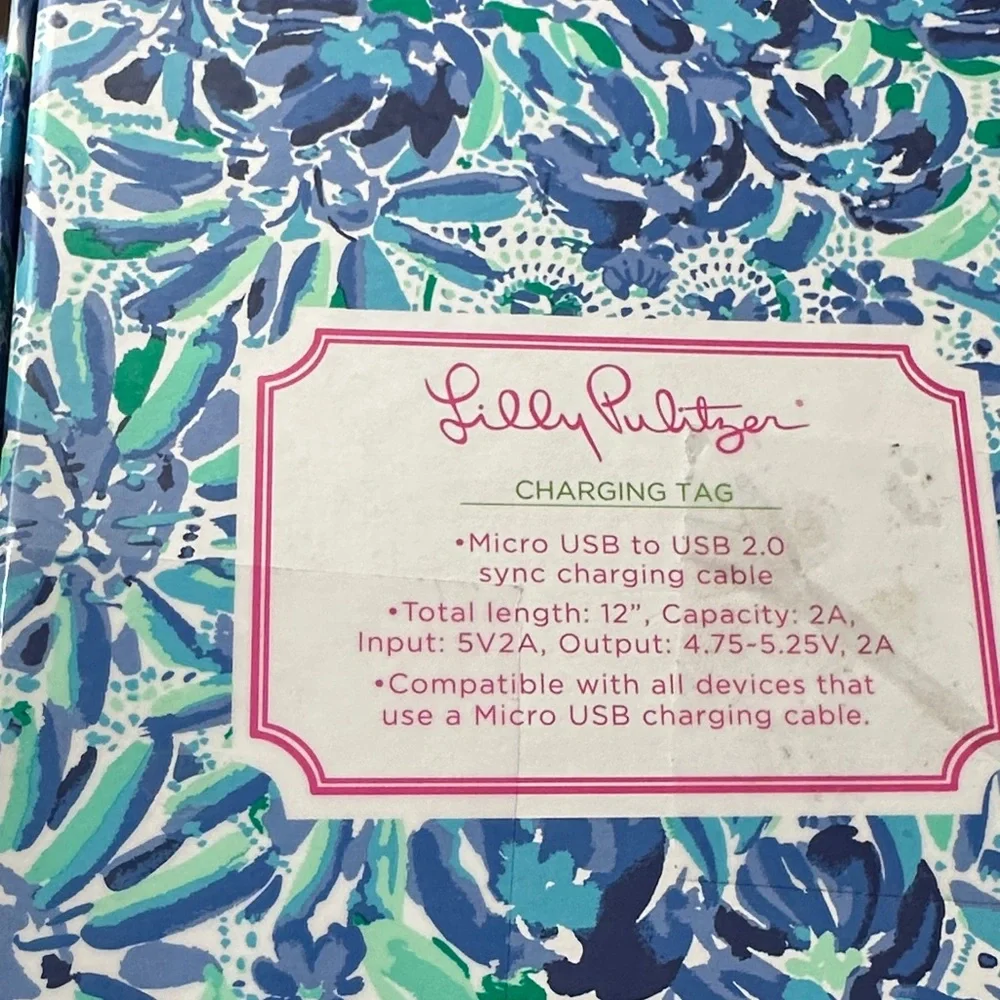 Lilly Pulitzer Blue Floral USB Charging Cable